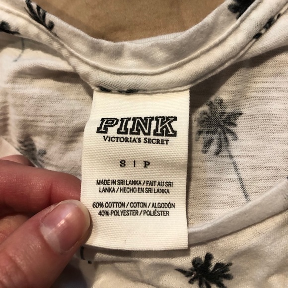Victorias secret PINK palm tree cutoff tank size small - Picture 2 of 4